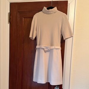 Theory Beige Turtleneck Midi Dress